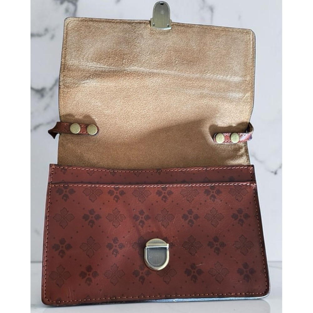 Patricia Nash Signature Floret Brown Leather Crossbody Bag PushLock Floral Purse - Picture 10 of 16